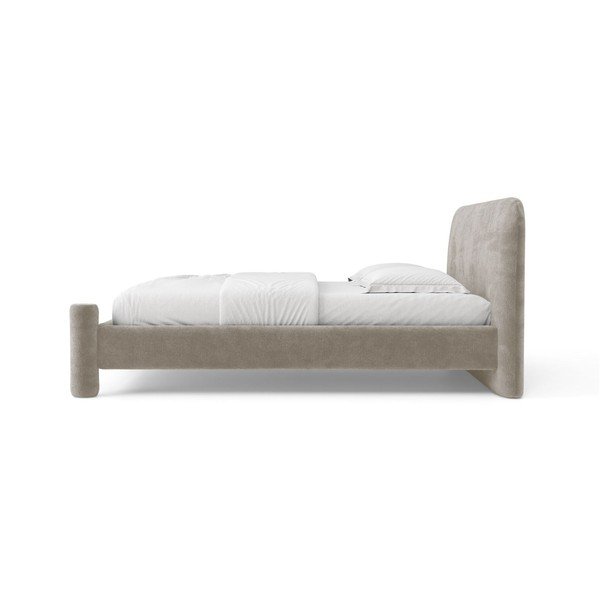 Smėlio spalvos dvigulė lova audiniu dengta su lovos grotelėmis 160x200 cm Vera – Micadoni -image-3
