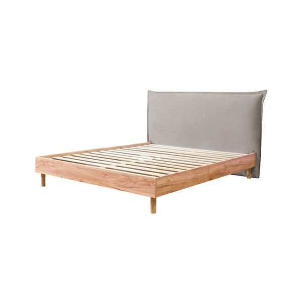 Dvigulė lova šviesiai pilkos spalvos/natūralios spalvos su lovos grotelėmis 160x200 cm Charlie – Bobochic Paris