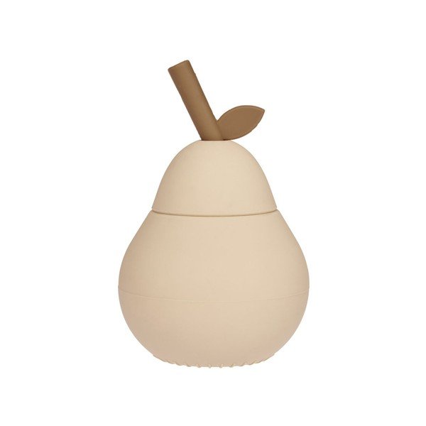 Kreminės spalvos iš silikonas vaikiškas puodelis Pear – OYOY Mini