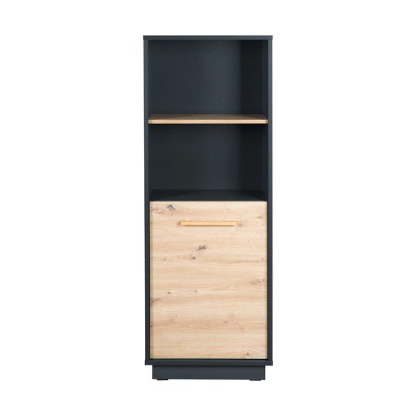 Vaikiška knygų spinta antracito spalvos/natūralios spalvos iš ąžuolo 55x150 cm Lenn – Roba