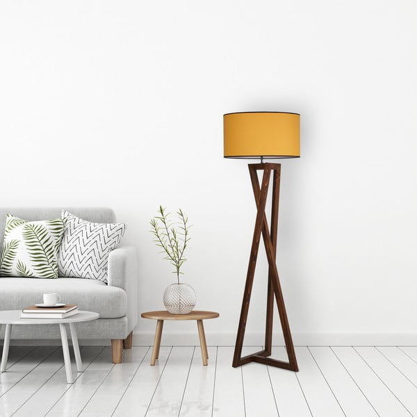 Pastatomas šviestuvas garstyčių spalvos/rudos spalvos (aukštis 149 cm) su tekstiliniu gaubtu Maçka – Opviq lights-image-1