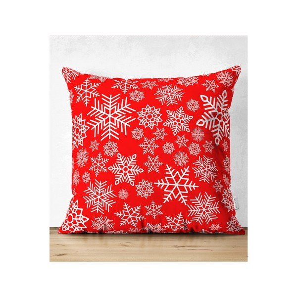 4 kalėdinių pagalvių užvalkalų ir staltiesės rinkinys Minimalist Cushion Covers Red Snowflake-image-2