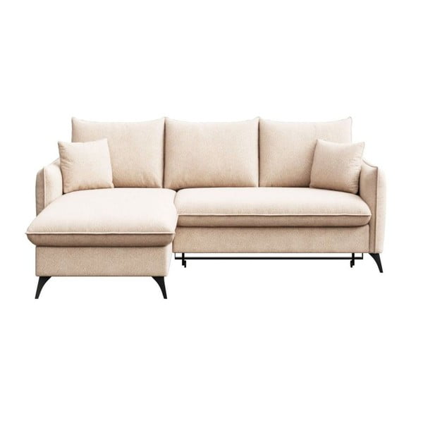 Smėlio spalvos iš boucle sulankstoma/su sandėliavimo vieta kampinė sofa (su kairiuoju kampu/su gultu) Brim – Rodier