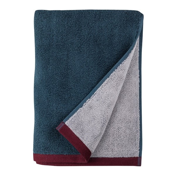 Tamsiai mėlynos spalvos/pilkos spalvos iš frote audinio iš organiškos medvilnės vonios rankšluostis 70x133 cm Soft – Mette Ditmer Denmark