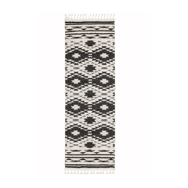 Juodai baltas kilimas Asiatic Carpets Taza, 80 x 240 cm