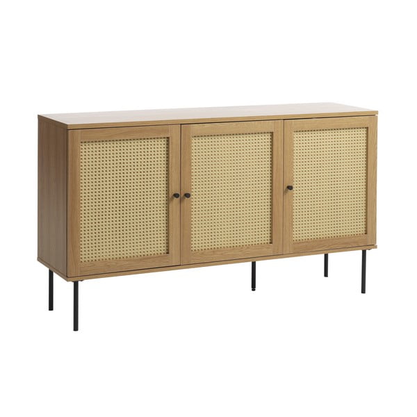 Žema šoninė spintelė natūralios spalvos iš ąžuolo 140x80 cm Pensacola – Unique Furniture-image-4