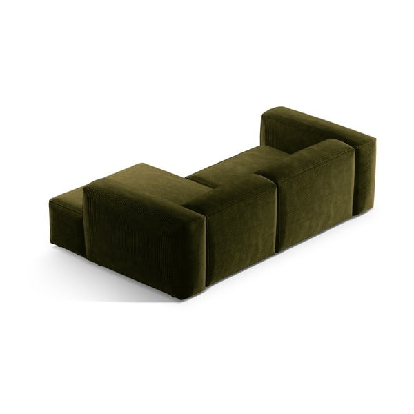 Žalios spalvos iš kordinio velveto kampinė sofa (su dešiniuoju kampu/su gultu) Bergamo – Cosmopolitan Design-image-4