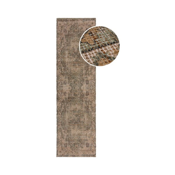Rankų darbo iš džiuto mišinio kilimas khaki spalvos 60x230 cm Selena Jute Traditional – Flair Rugs