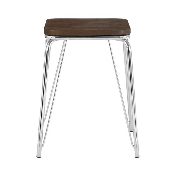 Sidabrinės spalvos/natūralios spalvos iš guobos masyvo taburetė District – Premier Housewares-image-2