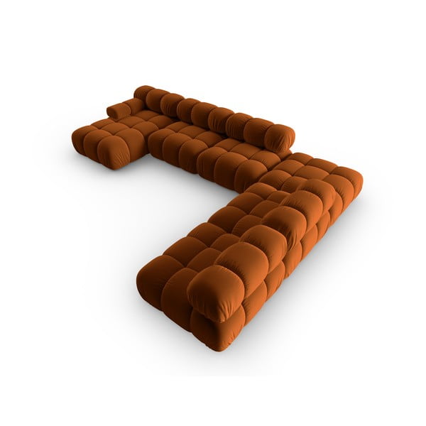 Sofa oranžinės spalvos iš velveto 379 cm Bellis – Micadoni Home-image-4