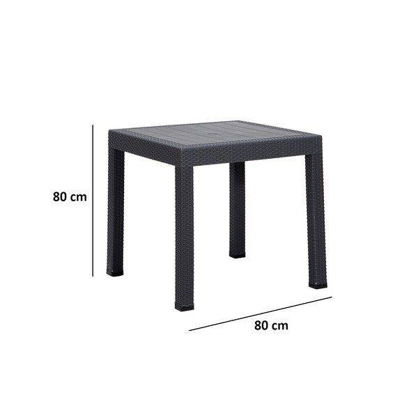 Iš plastiko sodo valgomojo stalas 80x80 cm Rattan – Floriane Garden-image-2