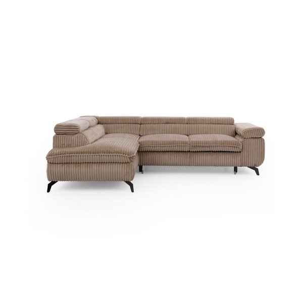 Rudos spalvos kampinė sofa iš kordinio velveto (su kairiuoju kampu/„L“ formos) Marbeya  – Ropez