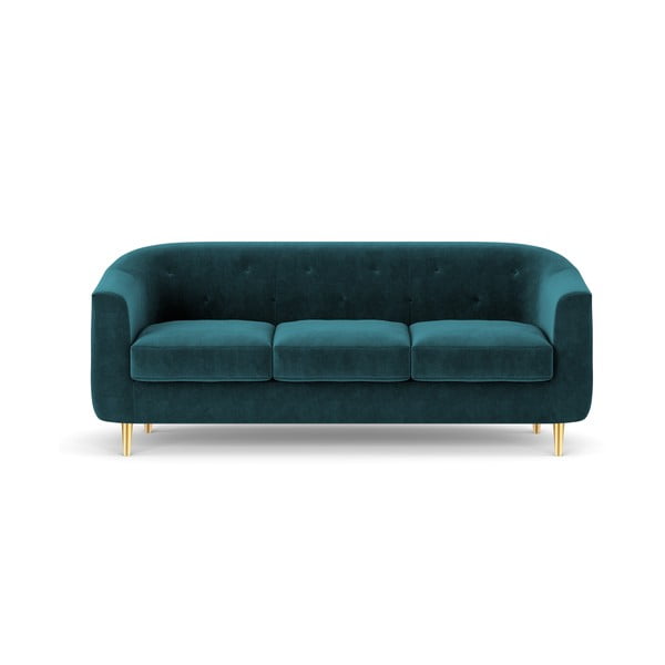 Tamsios turkio spalvos aksominė sofa Kooko Home Corde, 175 cm