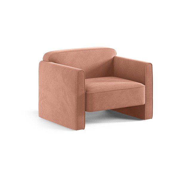 Rožinės spalvos iš velveto krėslas Abby – Micadoni 