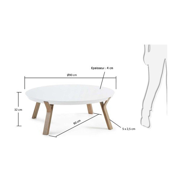 Baltas kavos staliukas Kave Home Solid, Ø 90 cm-image-2