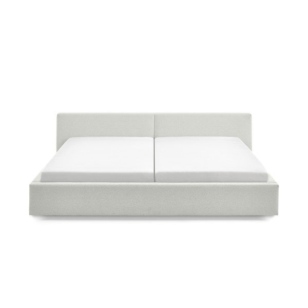 Baltos spalvos dvigulė lova audiniu dengta su sandėliavimo vieta su lovos grotelėmis 200x240 cm Cube – Meise Möbel-image-4
