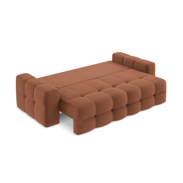 Terakotos spalvos iš boucle sulankstoma sofa 255 cm Milu – Makamii-image-3