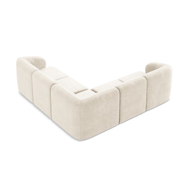 Smėlio spalvos kampinė sofa iš šenilinio audinio Lani – Makamii-image-3