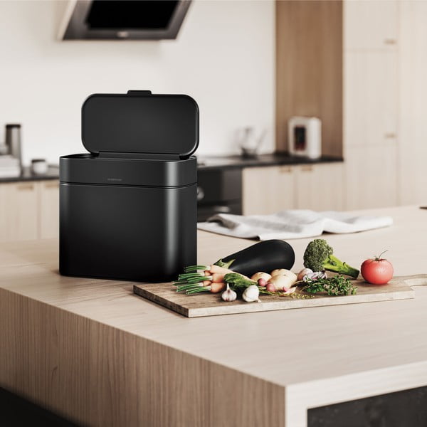 Maisto atliekų šiukšliadėžė matinės juodos spalvos 4 l – simplehuman-image-1