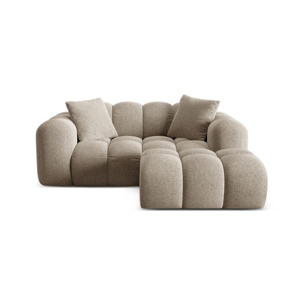 Šviesiai rudos spalvos iš šenilinio audinio kampinė sofa (su dešiniuoju kampu/su gultu) Treno – Cosmopolitan Design