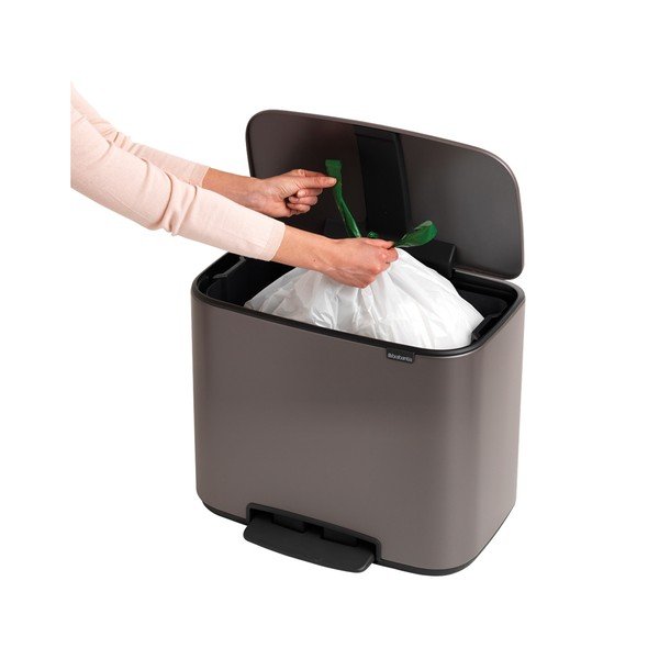 Iš plieno šiukšliadėžė pilkos spalvos su pedalu 36 l Bo – Brabantia-image-3