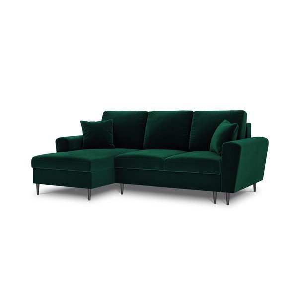 Žalios spalvos iš velveto sulankstoma/su sandėliavimo vieta kampinė sofa (su kairiuoju kampu/su gultu) Kyoto – Cosmopolitan Design-image-4