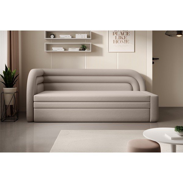 Smėlio spalvos iš velveto sulankstoma/su sandėliavimo vieta sofa su kairiuoju kampu 223 cm Fabillo – ELTAP-image-1
