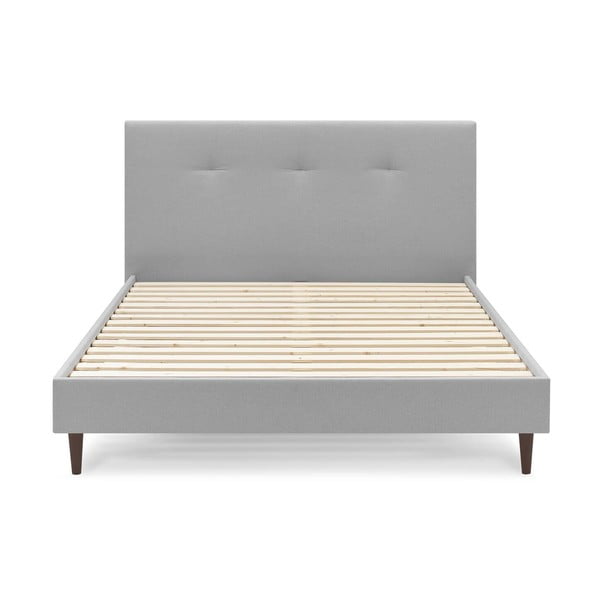 Šviesiai pilka minkšta dvigulė lova su grotelėmis 180x200 cm Tory - Bobochic Paris-image-1