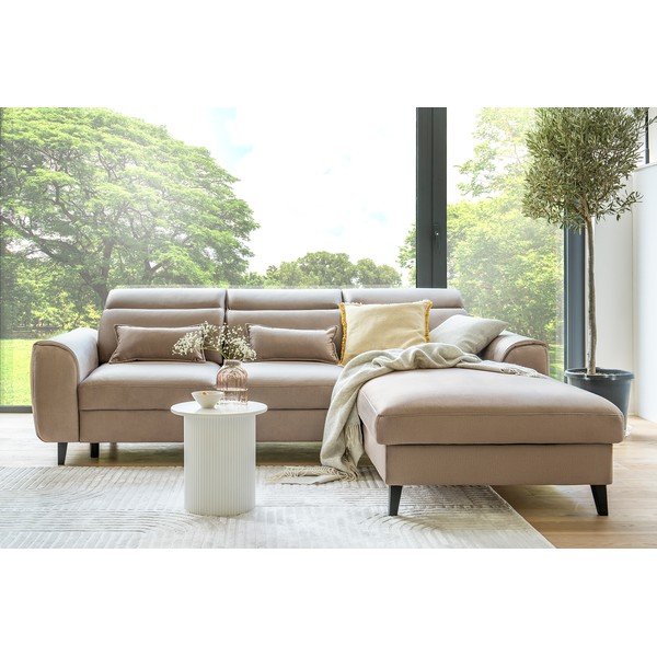 Šviesiai rudos spalvos iš velveto sulankstoma/su sandėliavimo vieta kampinė sofa (su dešiniuoju kampu/su gultu) Foble – ELTAP-image-3