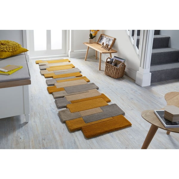 Geltonos ir smėlio spalvos kilimas Flair Rugs Collage, 60 x 230 cm-image-1