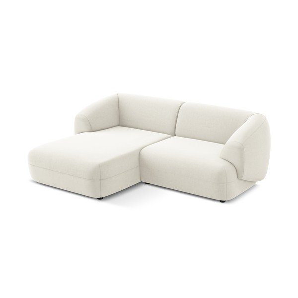Baltos spalvos iš velveto kampinė sofa (su kairiuoju kampu) Moana – Makamii-image-3