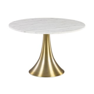 Baltas apvalus valgomojo stalas su marmuro dekoru Kave Home, ø 120 cm