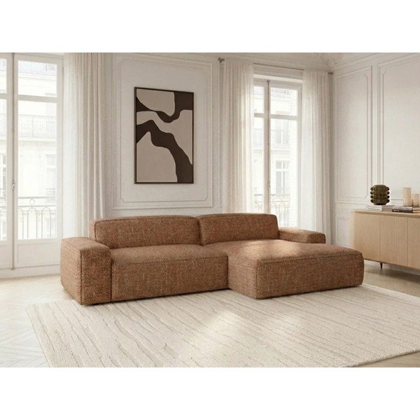 Oranžinės spalvos sulankstoma/ar elektrisko sēdekļa regulēšanu kampinė sofa (su dešiniuoju kampu) Abel – Bobochic Paris-image-3