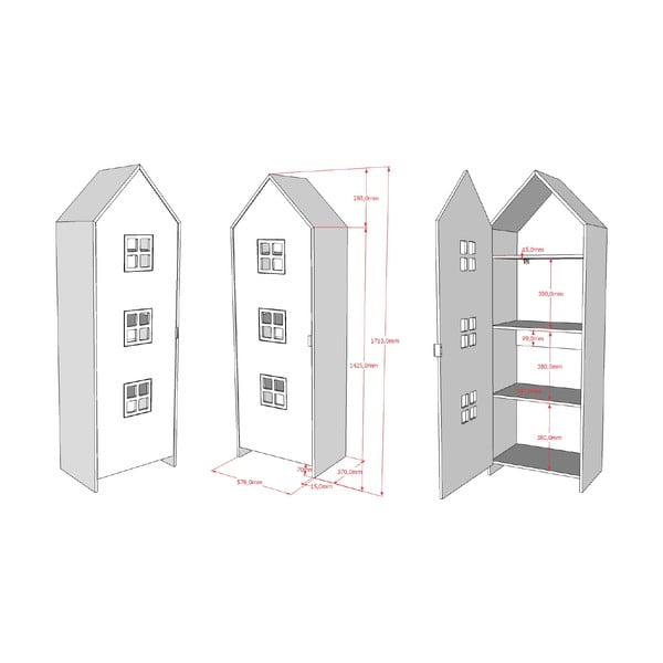Šviesiai mėlynos spalvos/rožinės spalvos vaikiška spinta 115x171,5x37 cm Casami – Vipack-image-3