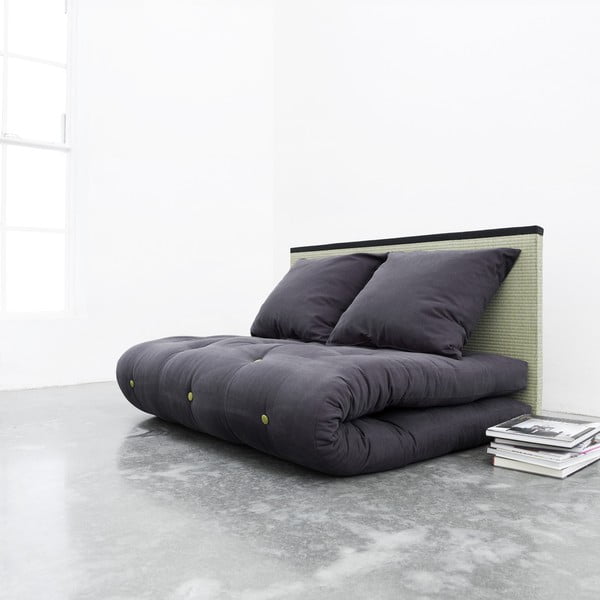 Lova / sofa "Sano", juoda, su juodomis pagalvėlėmis