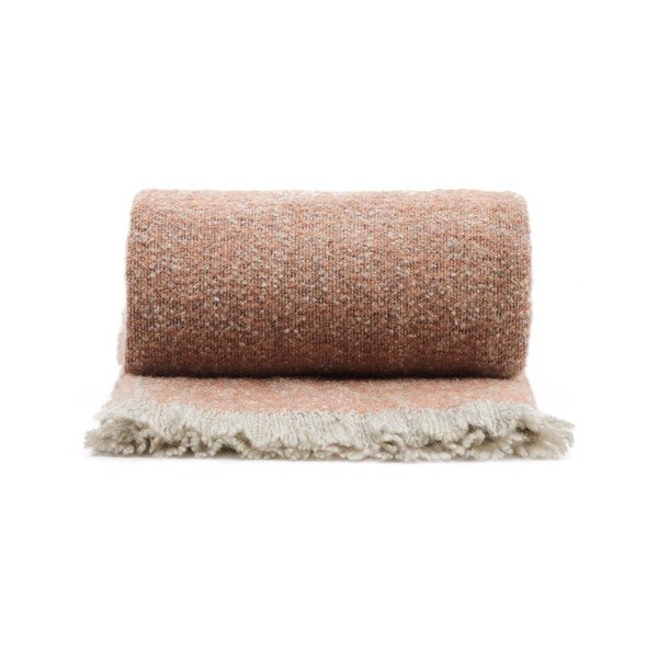 Terakotos spalvos iš vilnos mišinio antklodė ir pledas 130x170 cm Rodin – Kave Home