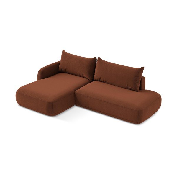 Terakotos spalvos sulankstoma kampinė sofa (su kairiuoju kampu/su gultu) Hale – Makamii-image-4