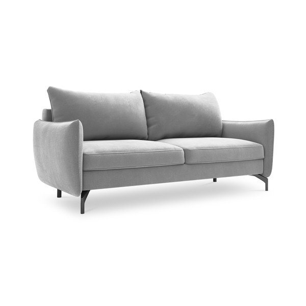 Šviesiai pilka aksominė sofa-lova Interieurs 86 Stendhal-image-3