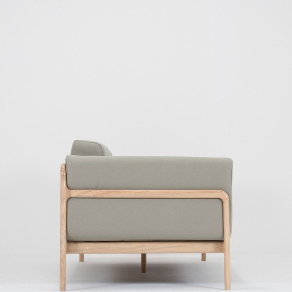 Šviesiai pilka trijų vietų sofa su ąžuolo masyvo konstrukcija "Gazzda Fawn-image-1
