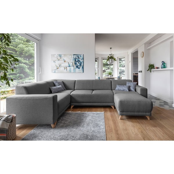 Pilkos spalvos sulankstoma/su sandėliavimo vieta kampinė sofa (su kairiuoju kampu/„U“ formos) Classy Sophie – Miuform-image-1