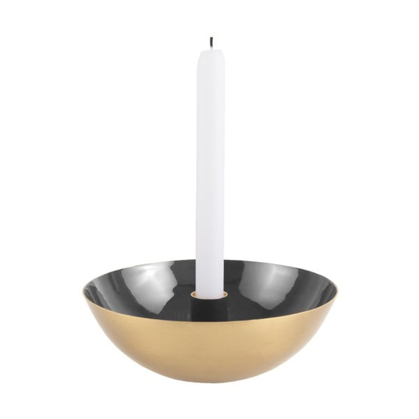 Juodos spalvos žvakidė su auksine detale PT LIVING Tub, ⌀ 17 cm