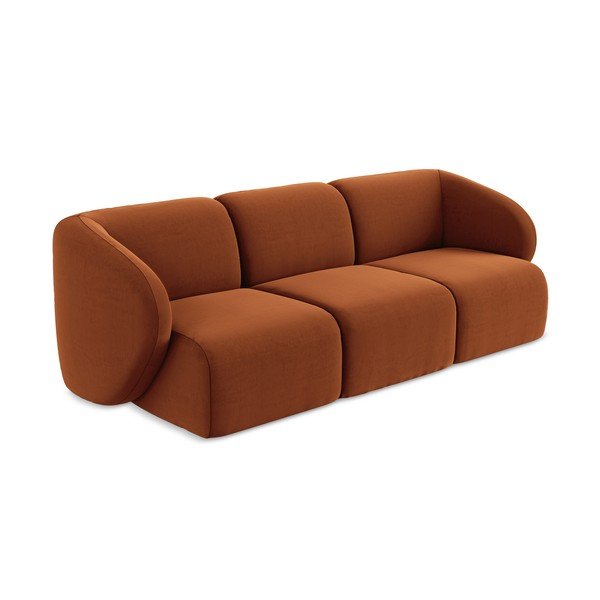 Terakotos spalvos sofa iš velveto 244 cm Lani – Makamii-image-2