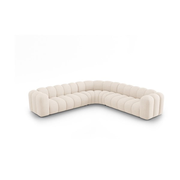 Kreminės spalvos iš šenilinio audinio modulinė kampinė sofa Lupine – Micadoni 
