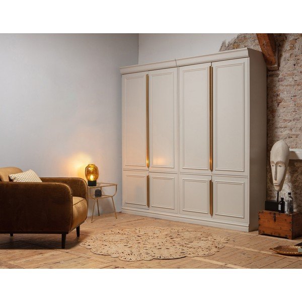 Šviesiai pilkos spalvos iš pušies masyvo drabužių spinta 110x215x44 cm Organize – WOOOD-image-1