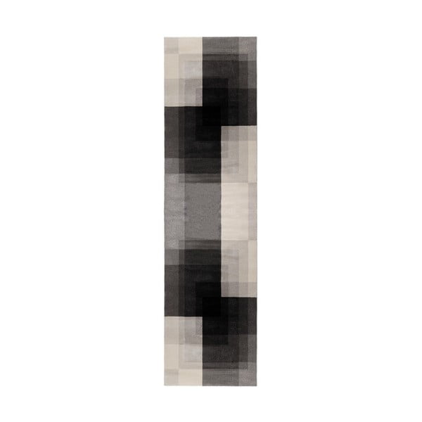 Pilkos ir juodos spalvos kilimas Flair Rugs Plaza, 60 x 230 cm