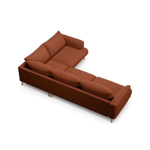 Terakotos spalvos kampinė sofa (su dešiniuoju kampu/su gultu) Naomi – Micadoni -image-3