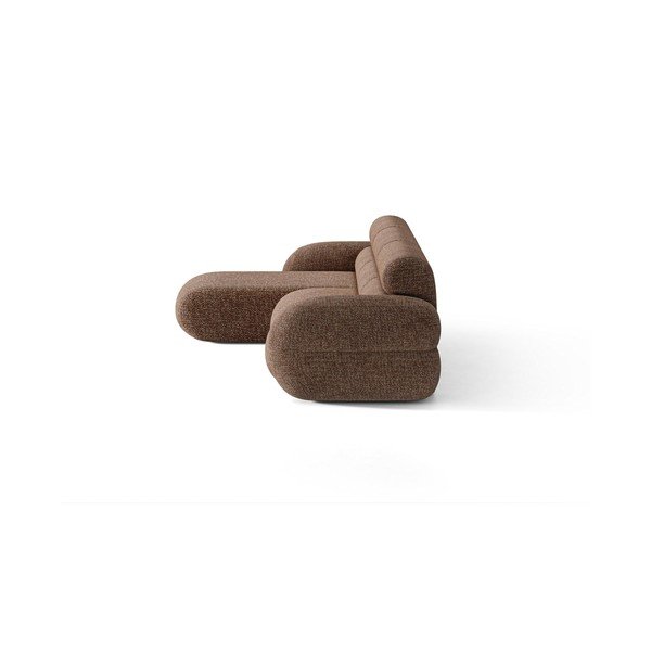 Rudos spalvos kampinė sofa iš šenilinio audinio (su kairiuoju kampu/su gultu) Neo – Micadoni -image-2
