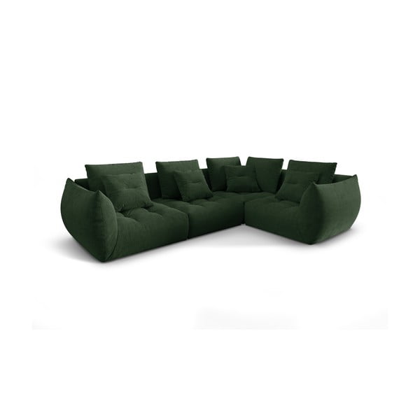 Kampinė sofa tamsiai žalios spalvos (su dešiniuoju kampu/„L“ formos) Bloom – Micadoni Home-image-2