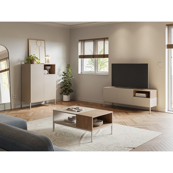 TV spintelė kreminės spalvos 140x55 cm Cailin – Marckeric-image-1