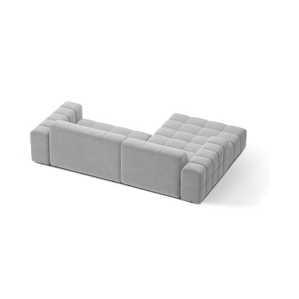 Šviesiai pilkos spalvos kampinė sofa iš velveto (su kairiuoju kampu/su gultu) Chicago – Cosmopolitan Design-image-2